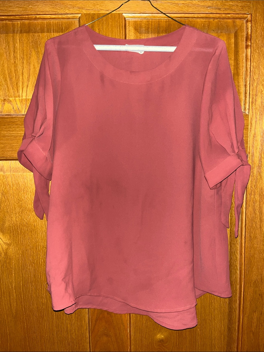 everleigh Rose Pink Short-Sleeve Tie-Detail Blouse